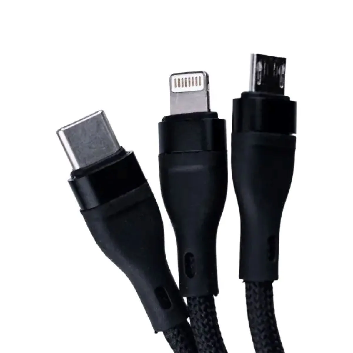 Кабель зарядки 3 в 1 Type-C/Micro-USB/Lightning Нейлон черный 60 г