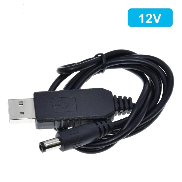 Кабель USB DC 5V-12V для живлення роутера 5.5х2.5 мм Чорний
