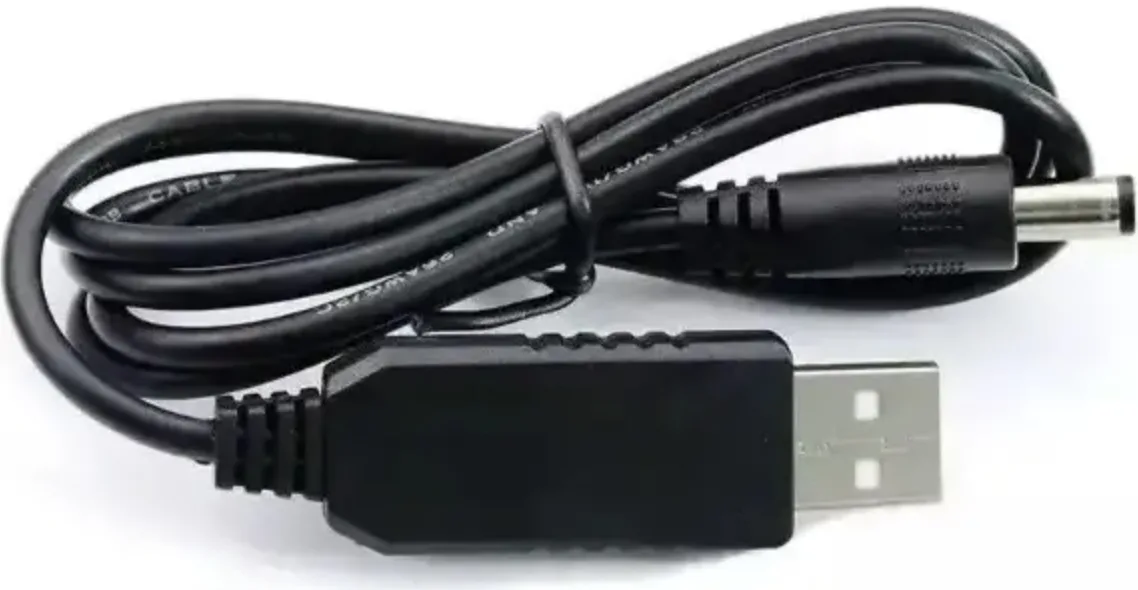 Кабель USB DC 5V-12V для живлення роутера 5.5х2.5 мм Чорний