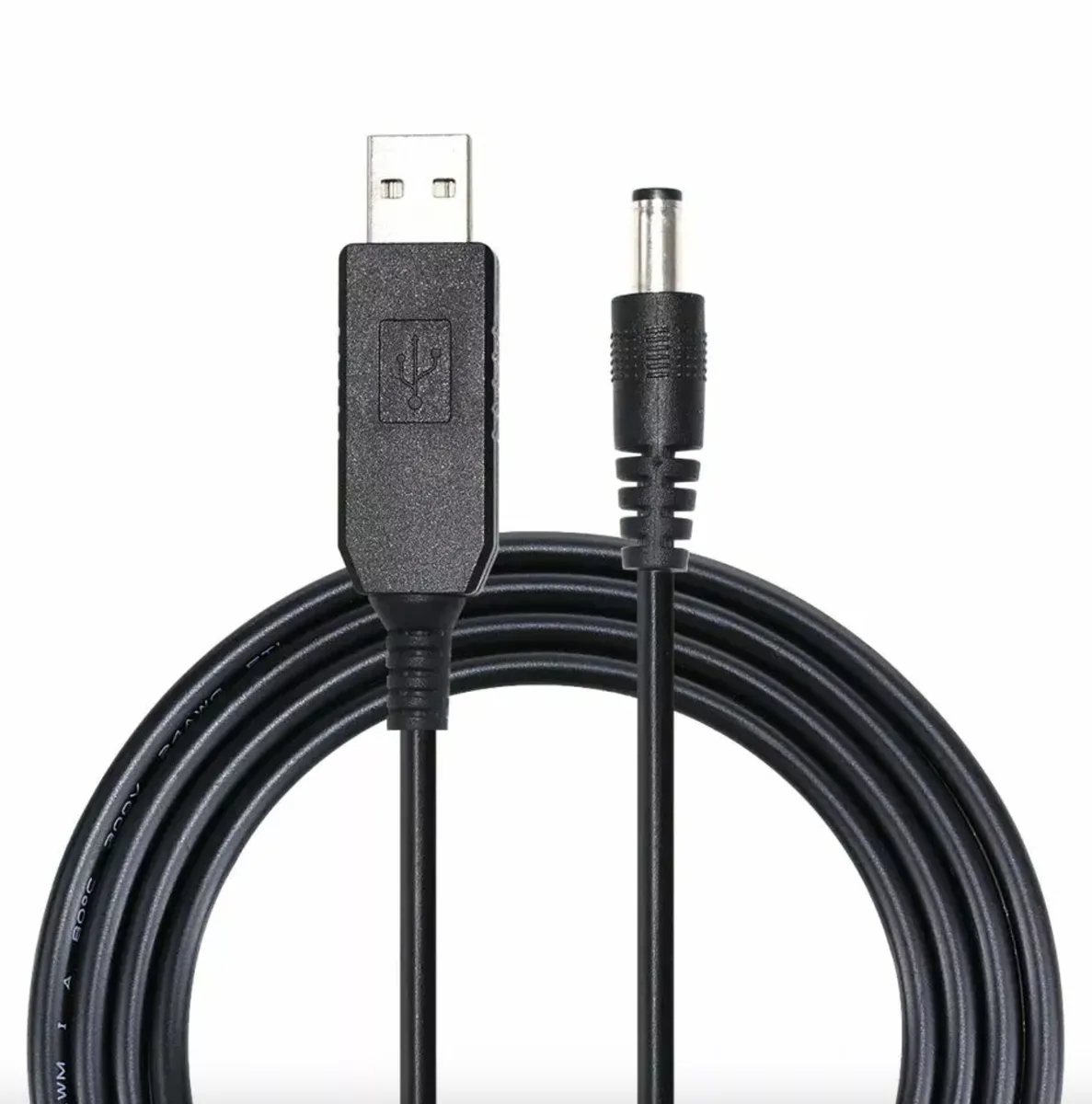 Кабель USB DC 5V-12V для живлення роутера 5.5х2.5 мм Чорний