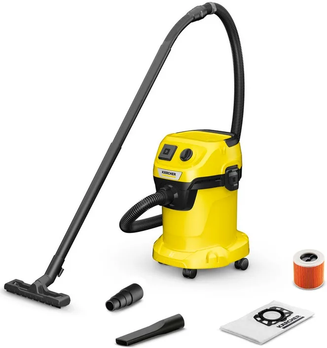 Професійний пилосос Karcher WD 3 P, потужність 1000Вт, розетка 220В, об'єм контейнера 17л, вага 4.86кг.