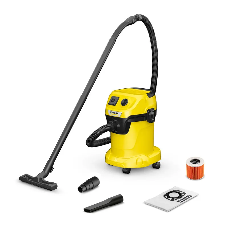 Професійний пилосос Karcher WD 3 P, потужність 1000Вт, розетка 220В, об'єм контейнера 17л, вага 4.86кг.