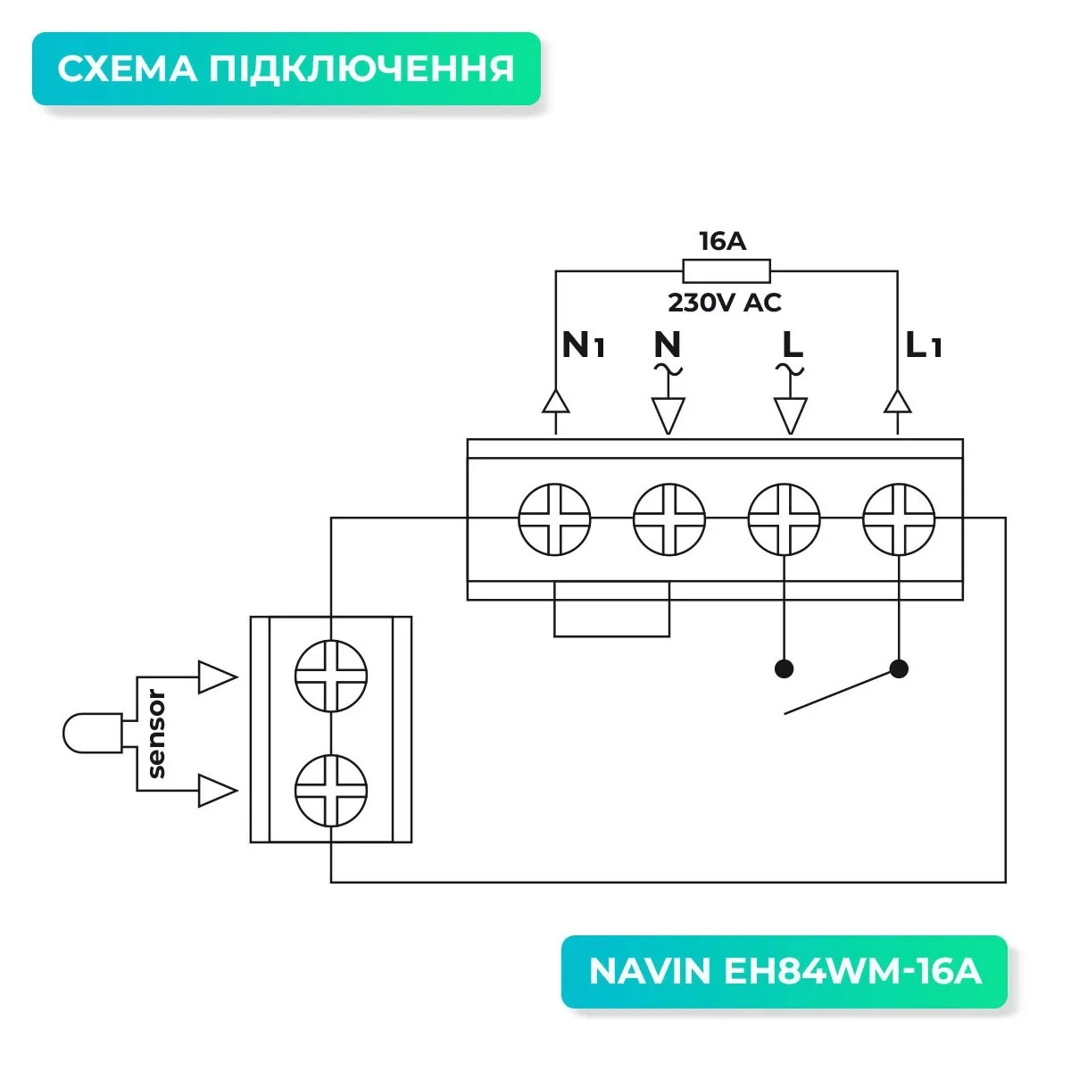 Терморегулятор Navin EH84BM-16A 5...35 °C для теплого пола механический накладной проводной датчик 16A 230В черный.