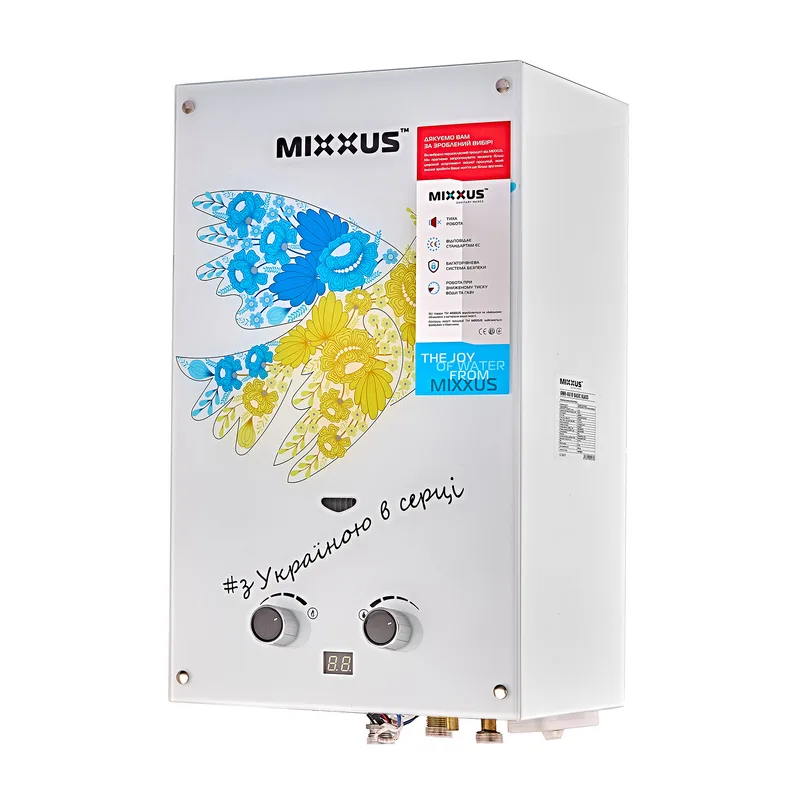 Газовая колонка MIXXUS 10 л/мин электронный розжиг металл 330х190х550 мм с рисунком