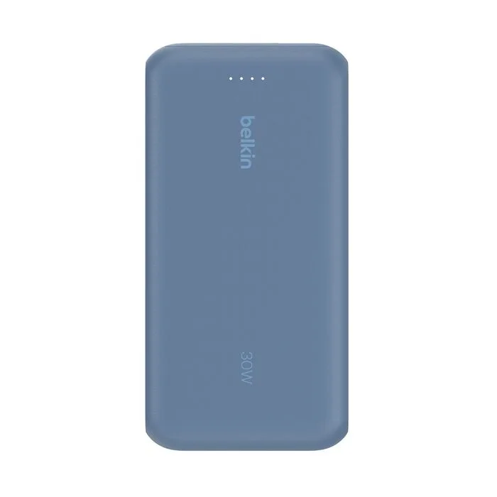 Акумулятор портативний літій-іонний Power Bank Belkin 20000мА·год, 30Вт, з інтегрованим кабелем USB-C, синій