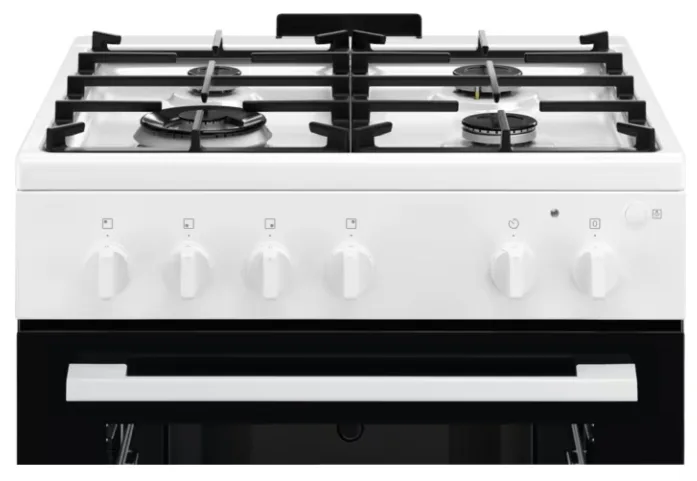 Газова плита Electrolux чавунна 60х85,5х60 см біла 4 конфорки 57 л