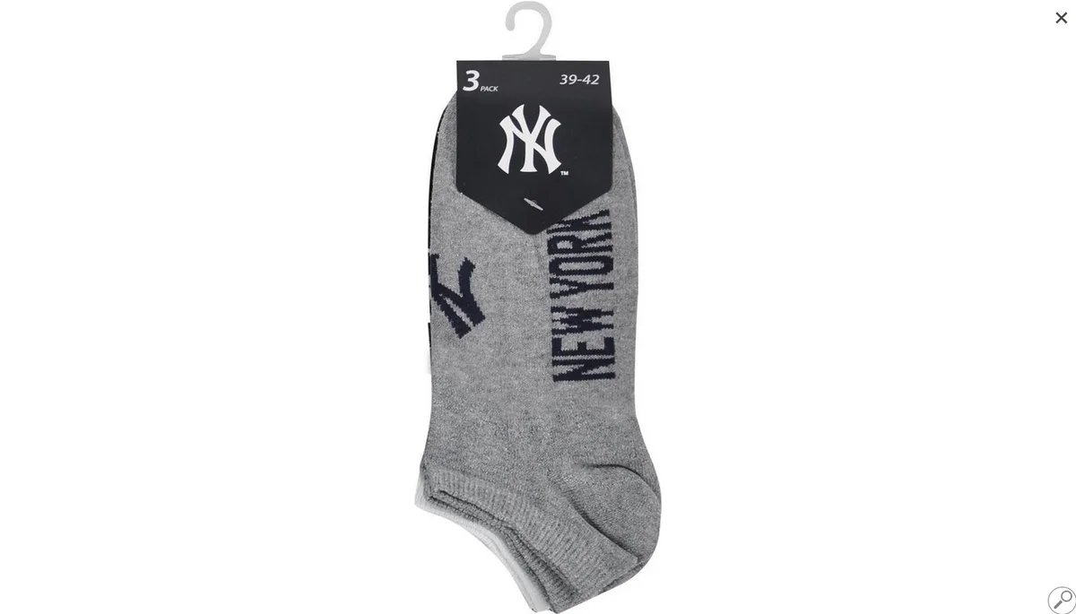 Носки New York Yankees 3 пары хлопок 43-46 черный белый серый