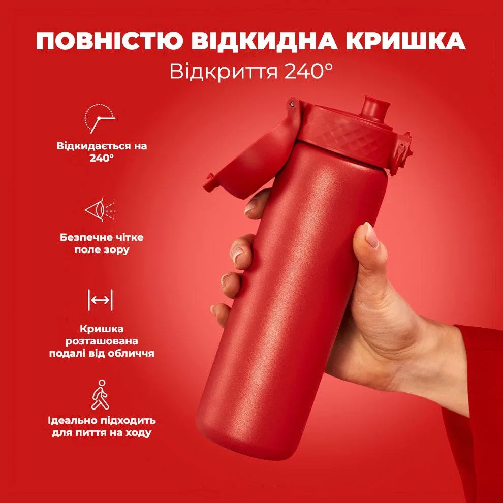 Пляшка для води ION8 нержавіюча сталь 500 мл червона вакуумна ізоляція