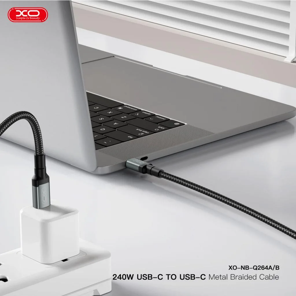 Кабель XO USB Type-C до USB Type-C 1 м Чорний 240W