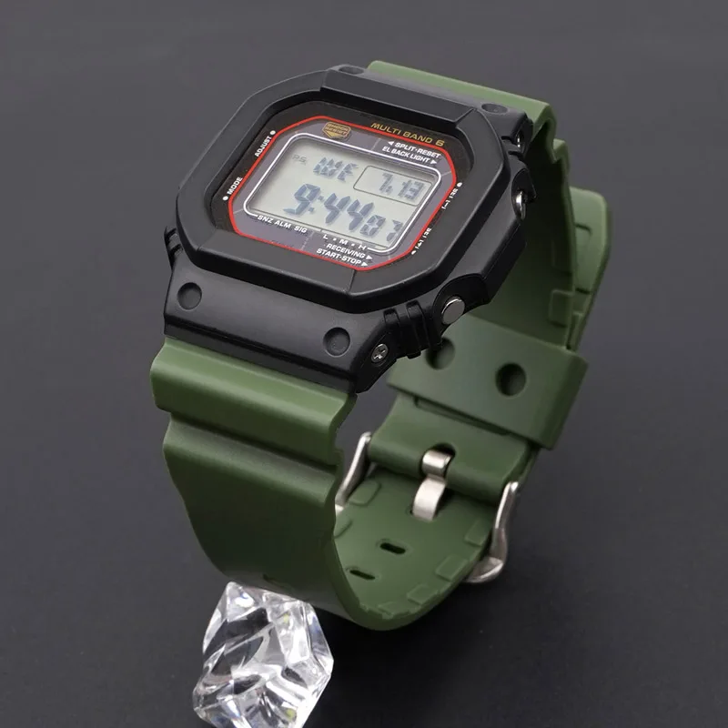 Ремінець Casio поліуретан 20,4 см 16 мм армійський зелений