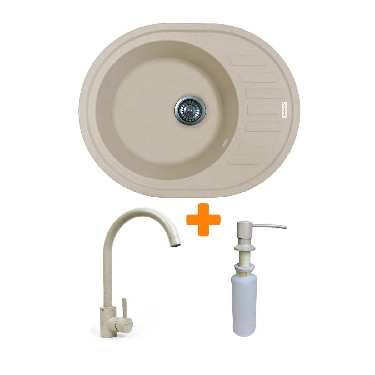 Комплект кухонний Adamant Ovum 615x495x200 мм штучний камінь з крилом Avena