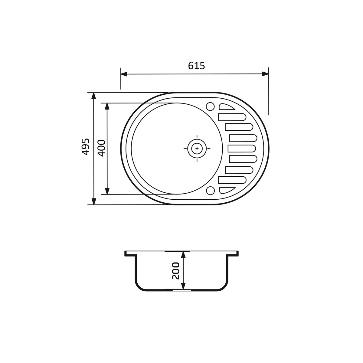 Комплект кухонний Adamant Ovum 615x495x200 мм штучний камінь з крилом Avena