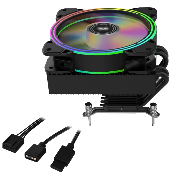 Процесорний кулер 2E GAMING Air Cool AC120T4-ARGB, LGA1851, 1700, 1200, 115x, 1366, AM5, AM4, AM3, AM3+, 4pin PWM, 3pin +5VARGB, TDP 130W