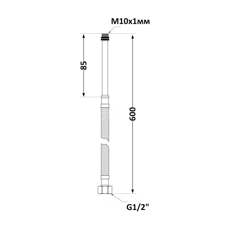Шланг гибкий для воды M10x1/2" Thermo Alliance 60 см латунь, резина, нейлон