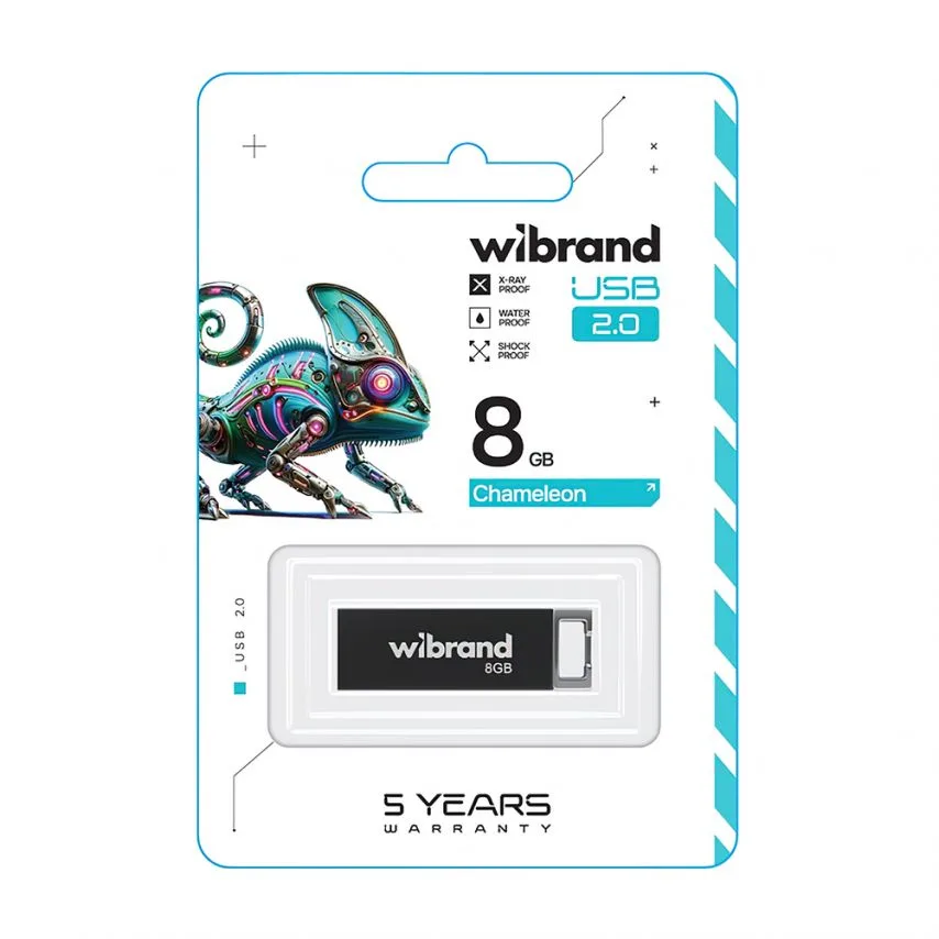 Флеш-пам'ять USB Wibrand метал 8Гб чорна
