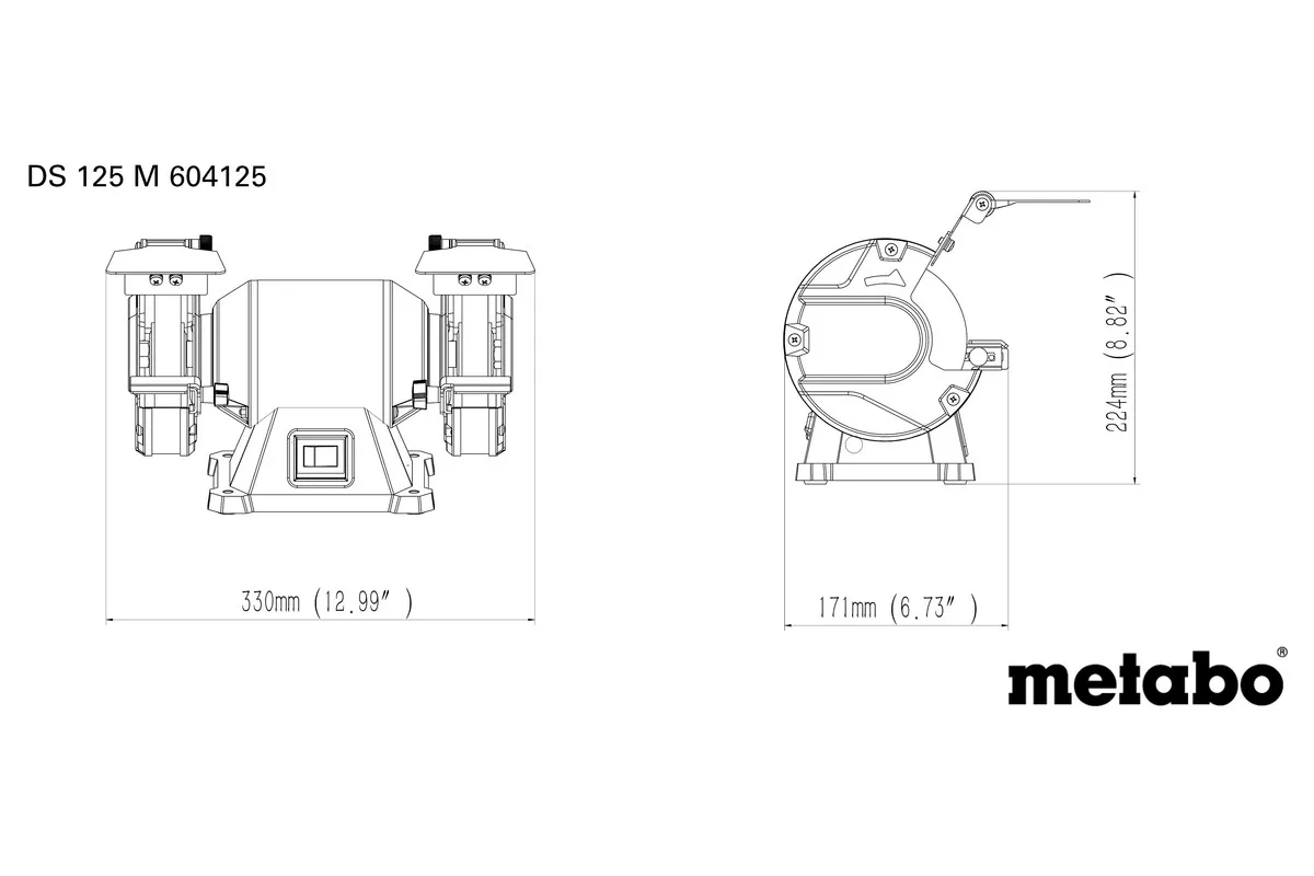 Верстат заточувальний Metabo 200Вт для шліфування і заточування коло 125х20мм низький рівень шуму