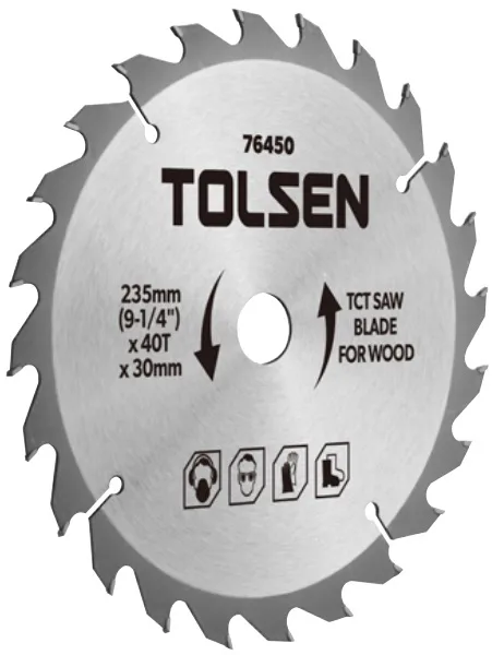 Пильний диск Tolsen для обробки дерева, 235 мм, 60 зубців, 30 мм.