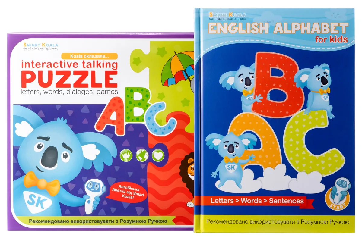 Аудіо Дошка-Пазл Smart Koala двомовна English ABC та книга з інтерактивною здатністю