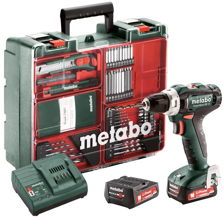 Акумуляторний шуруповерт Metabo 12 В 2 А·год 1,1 кг з реверсом та підсвічуванням