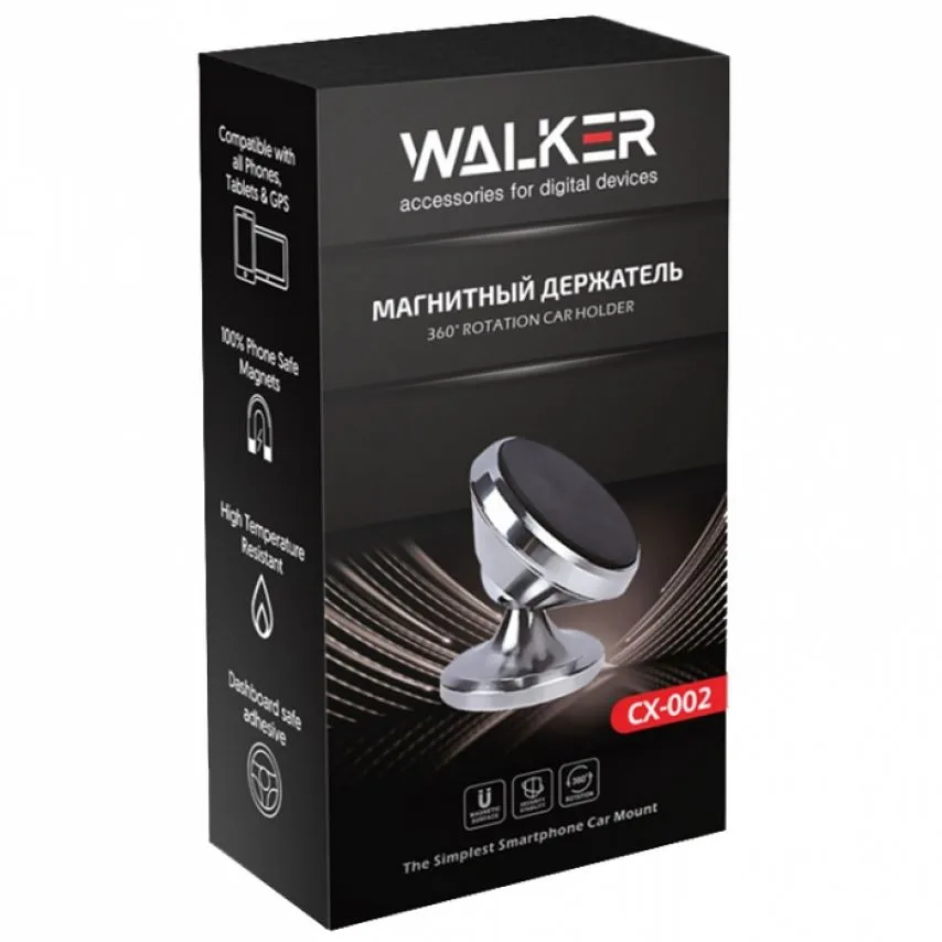 Автодержатель магнитный WALKER металл золотой 4 магнита 360 градусов
