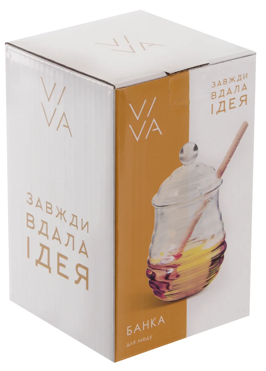 Банка Viva Honey скляна 0,28 л з дерев'яною ложкою