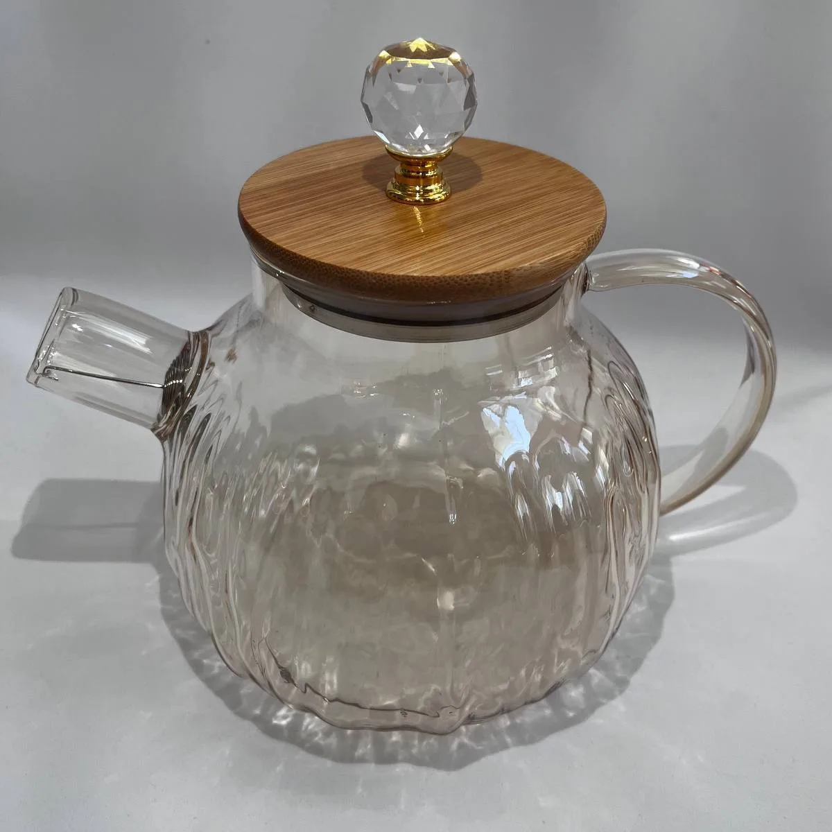 Чайник заварний SNT скляний 1л з бамбуковою кришкою