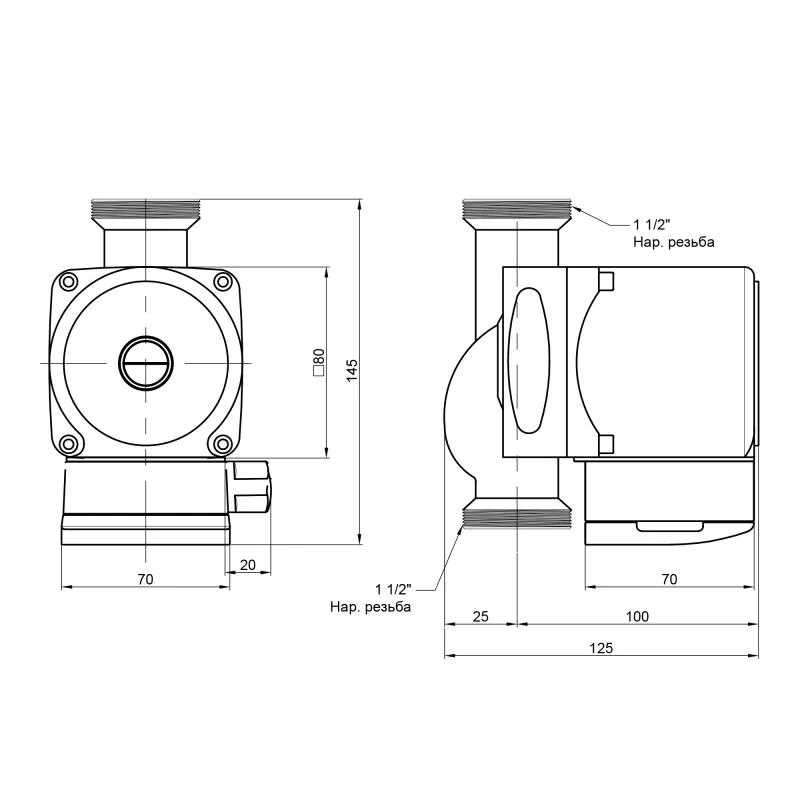 Циркуляційний насос Grundfos ICMA 25/60 2,57 кВт 1 1/2" Мідь 125х87х145 мм