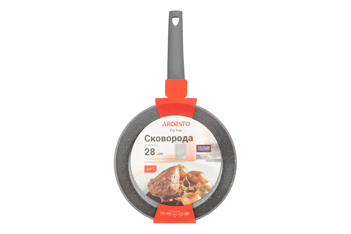 Сковорода ARDESTO Gemini Molise, 28 см, алюмінієва, сірого кольору.