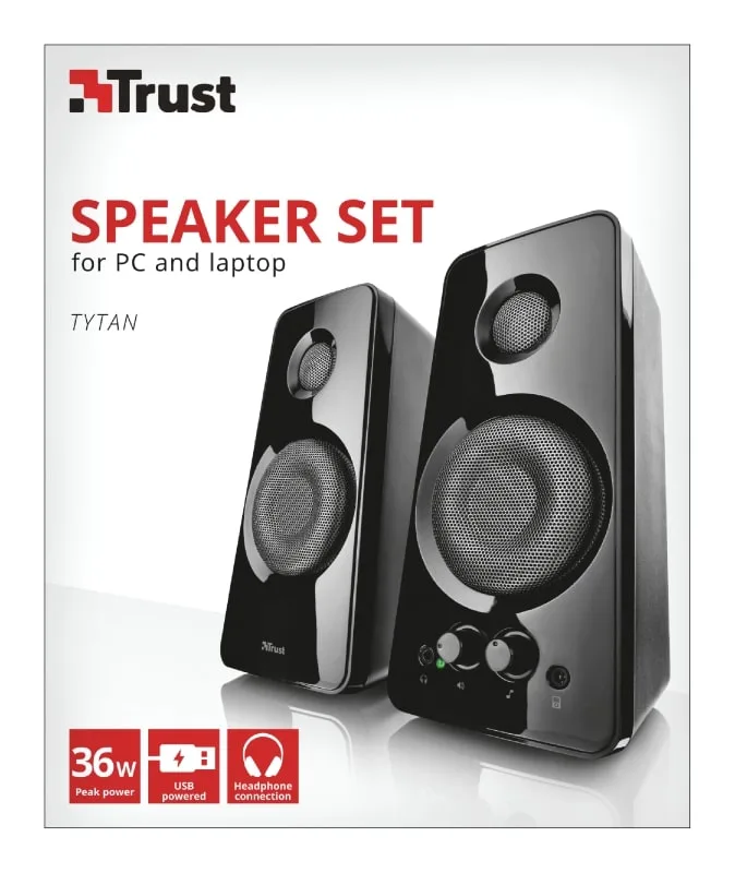 Акустична система Trust Tytan 2.0, 18Вт, USB/AUX, чорний