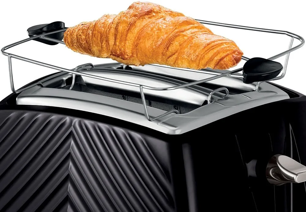 Тостер Russell Hobbs GrooWe 2-слайсовий, 850 Вт, функції підігріву та розморожування, пластиковий корпус, чорний.