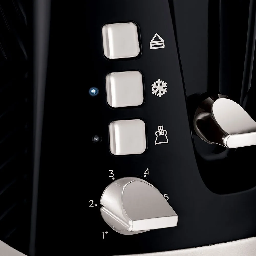 Тостер Russell Hobbs GrooWe 2-слайсовий, 850 Вт, функції підігріву та розморожування, пластиковий корпус, чорний.