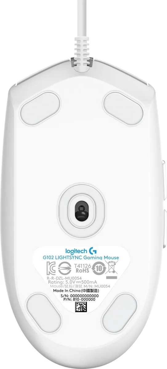 Миша Logitech оптична дротова середня 6 кнопок біла
