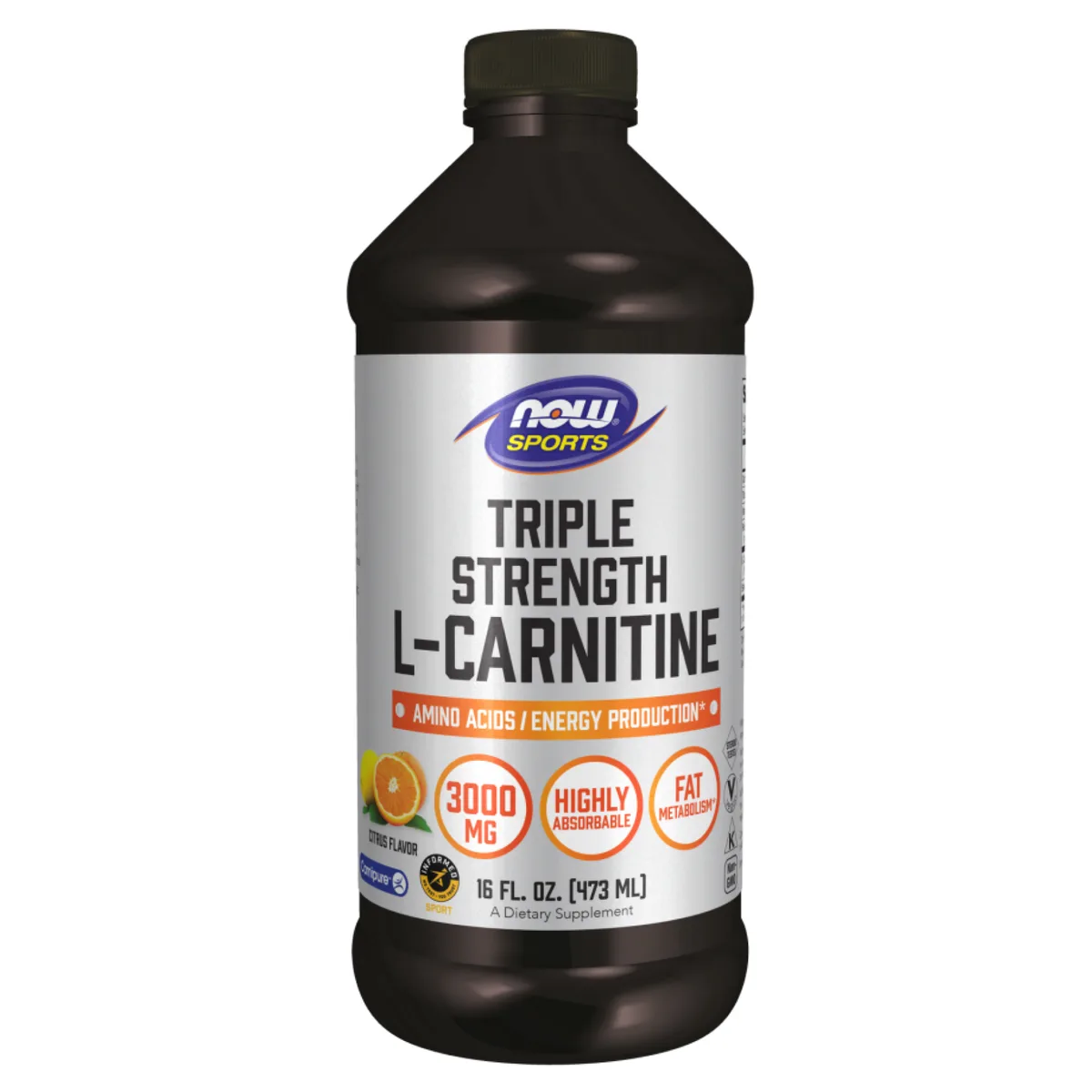 NOW Foods L-Carnitine Liquid 3000mg 473ml Цитрусовый вкус