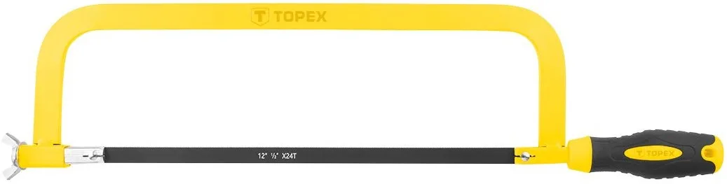 Ножівка для металу TOPEX, 300 мм, 24 зубці на дюйм, дерев'яне руків'я.