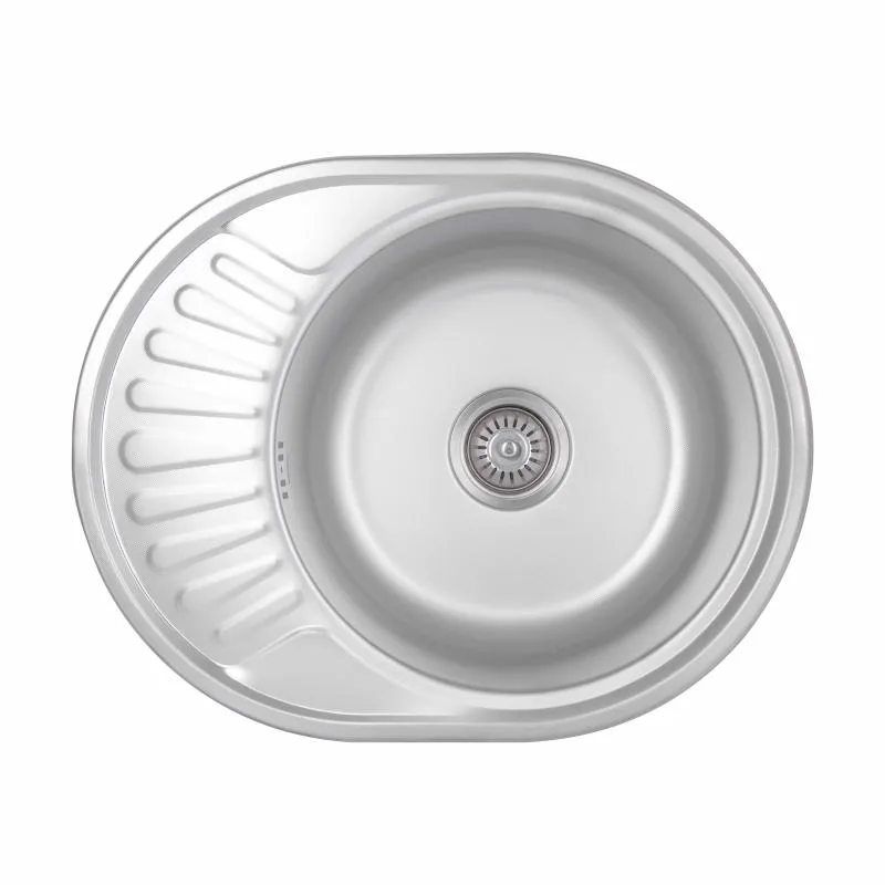 Кухонная мойка Brinex 5745 овальная 600х470х180 мм нержавеющая сталь Micro Decor