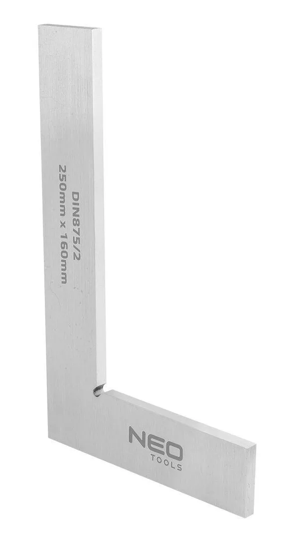 Прецизійний кутник Neo Tools, 25x16 см, 90°, DIN875/2, з вуглецевої сталі.