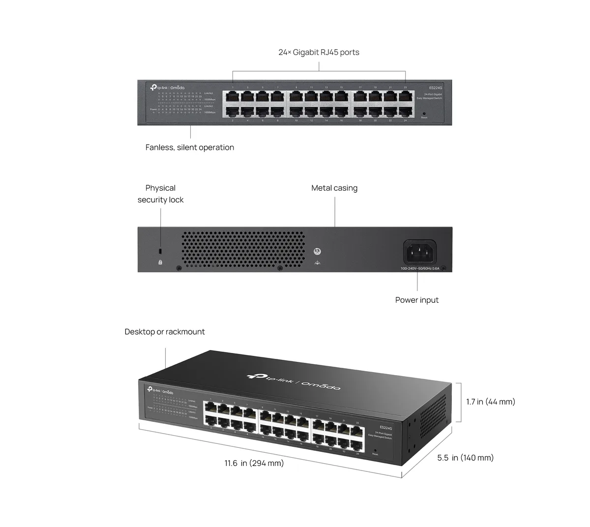 Комутатор TP-LINK ES224G 24xGE, WebSmart