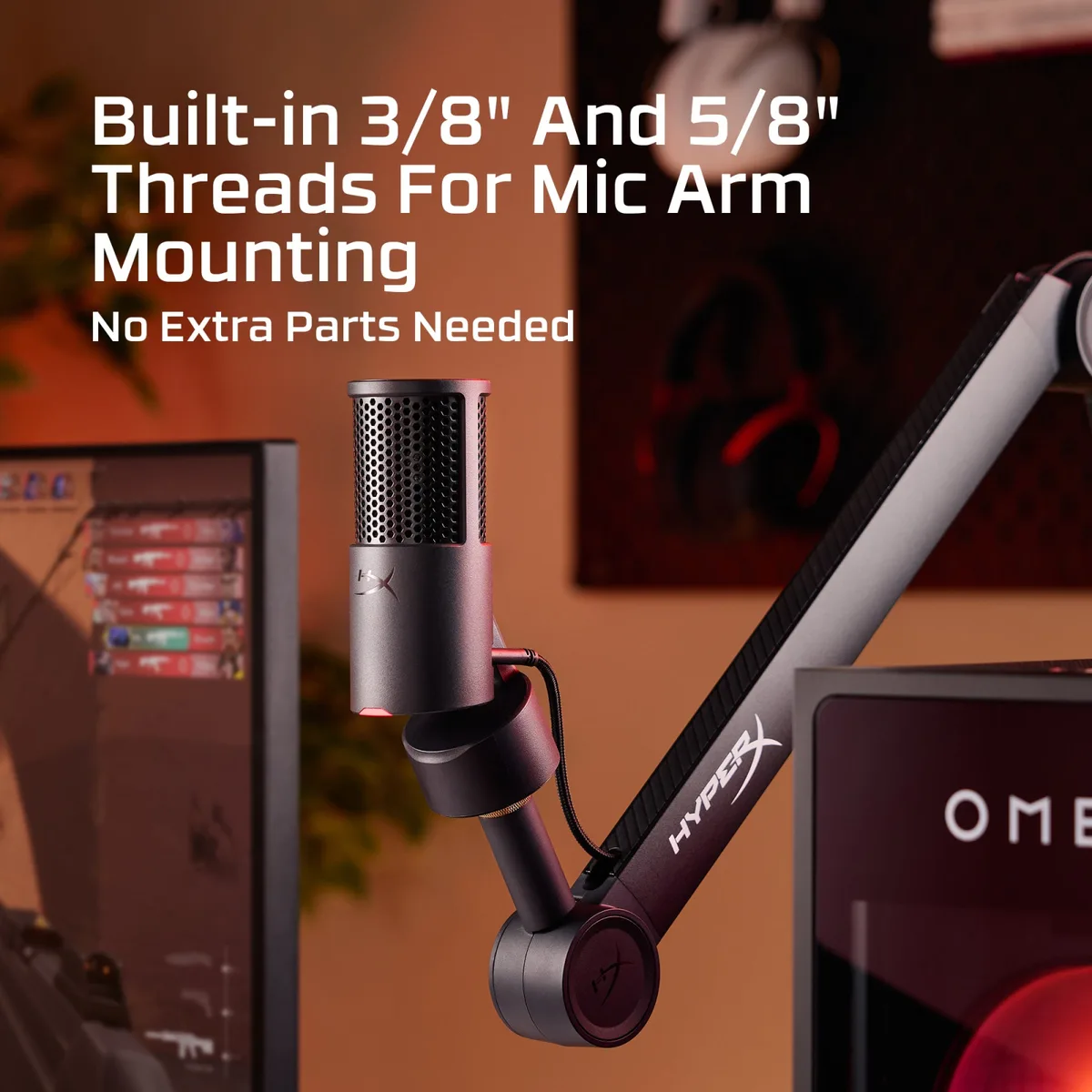 Мікрофон геймінговий HyperX SoloCast 2, Omni, USB-A, 2м, NGenuity, чорний
