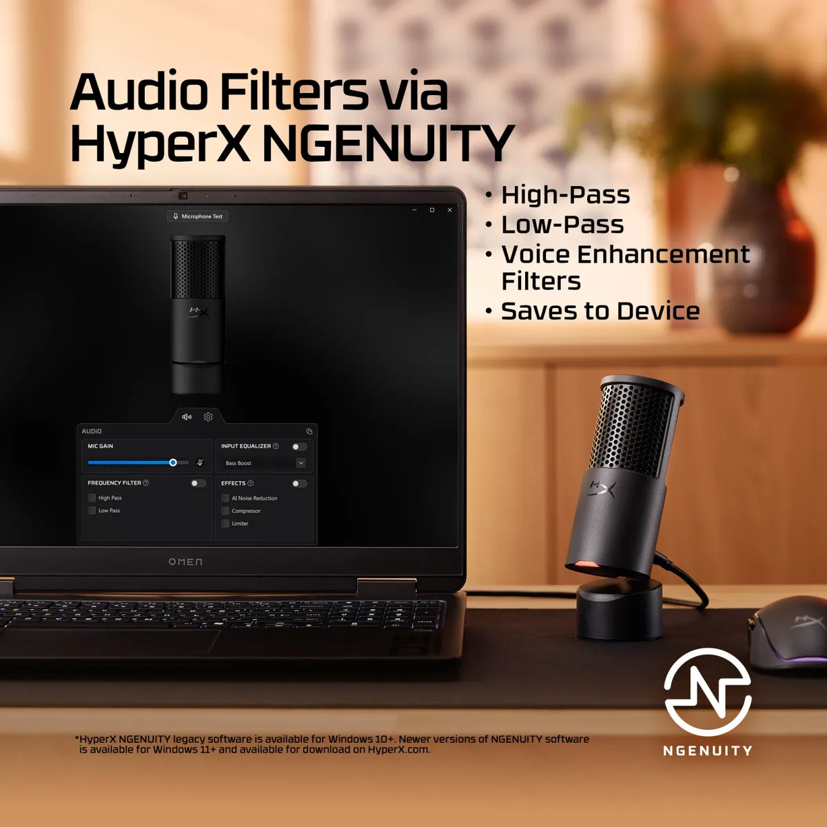 Мікрофон геймінговий HyperX SoloCast 2, Omni, USB-A, 2м, NGenuity, чорний