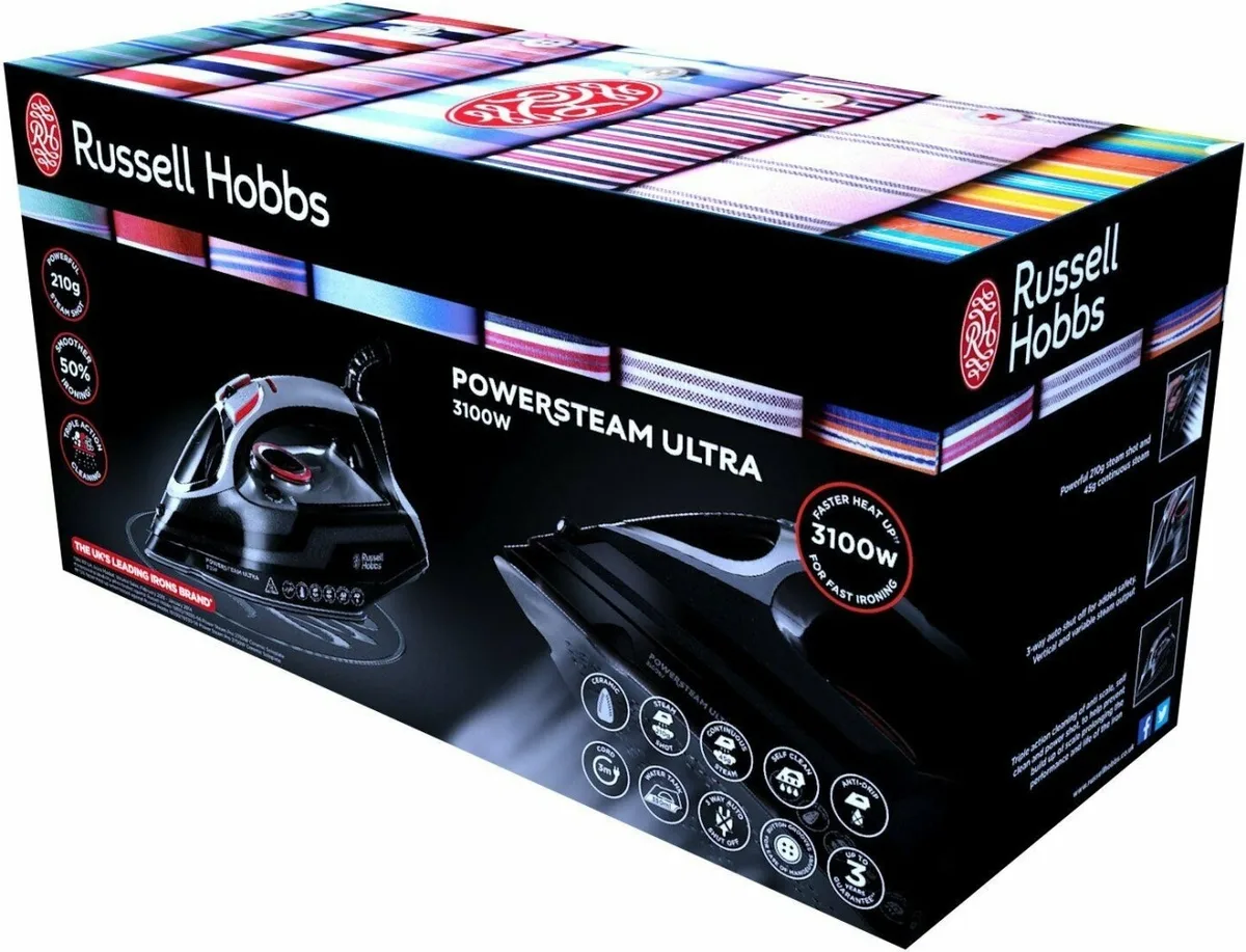 Праска з подачею пари Russell Hobbs 3100 Вт Керамічна Чорна