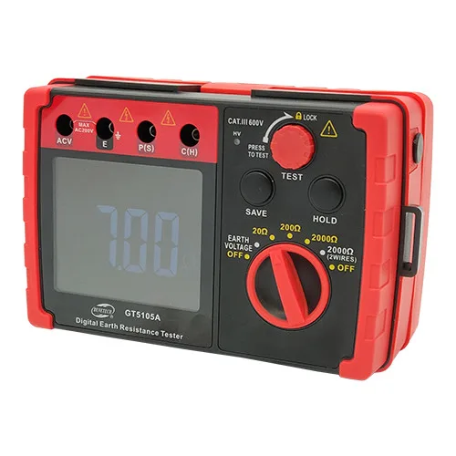 Тестер сопротивления заземления Benetech GT5105A 0-2000 Ом цифровой 9V 176х77х110 мм 500 г