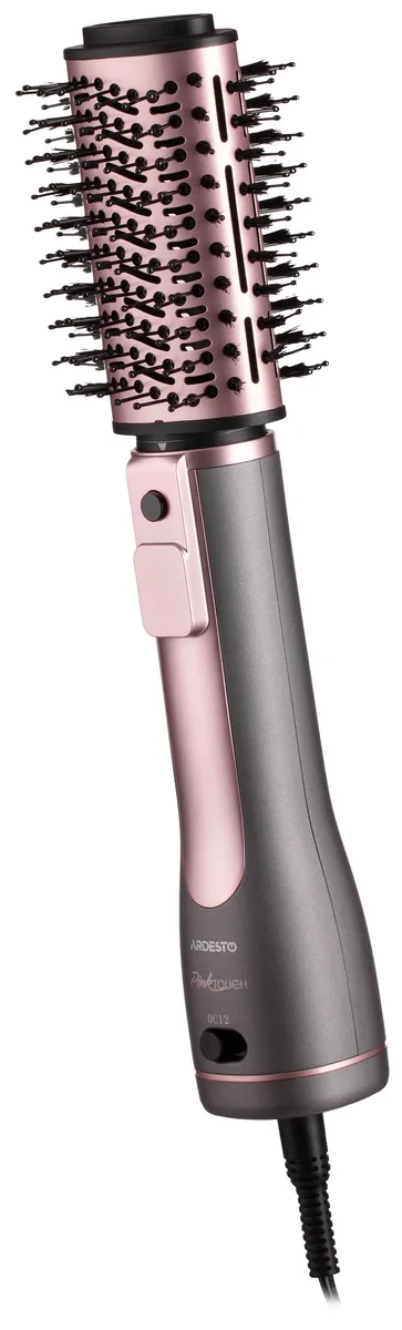Фен-щітка ARDESTO Brush Pink Touch, 1200 Вт, 2 швидкості, 2 температурні режими, LED-дисплей, функція іонізації, 4 насадки.