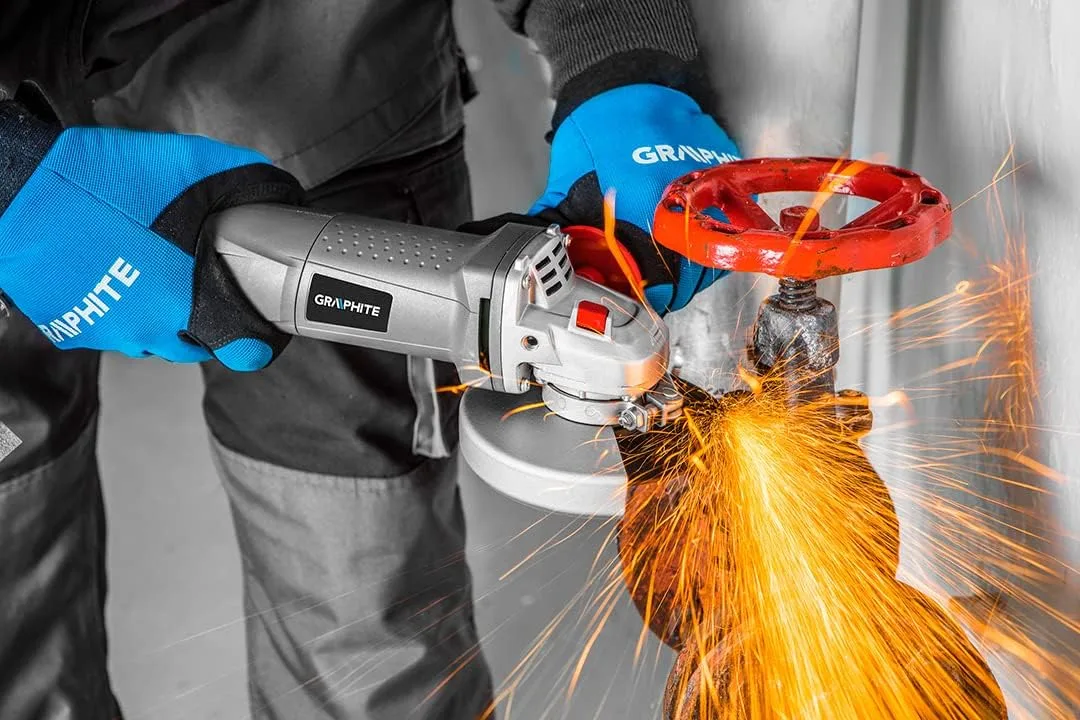 Кутова шліфувальна машина GRAPHITE 125 мм, 1100 Вт, 11000 об/хв, вага 2.7 кг.
