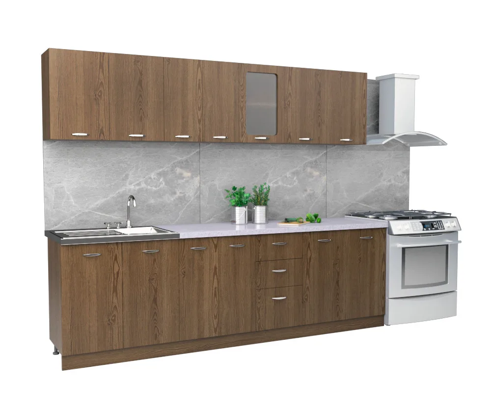 Кухня Comfort 2,6 м Дуб Родос темный модульная кухонная мебель для дома гарнитур для кухни