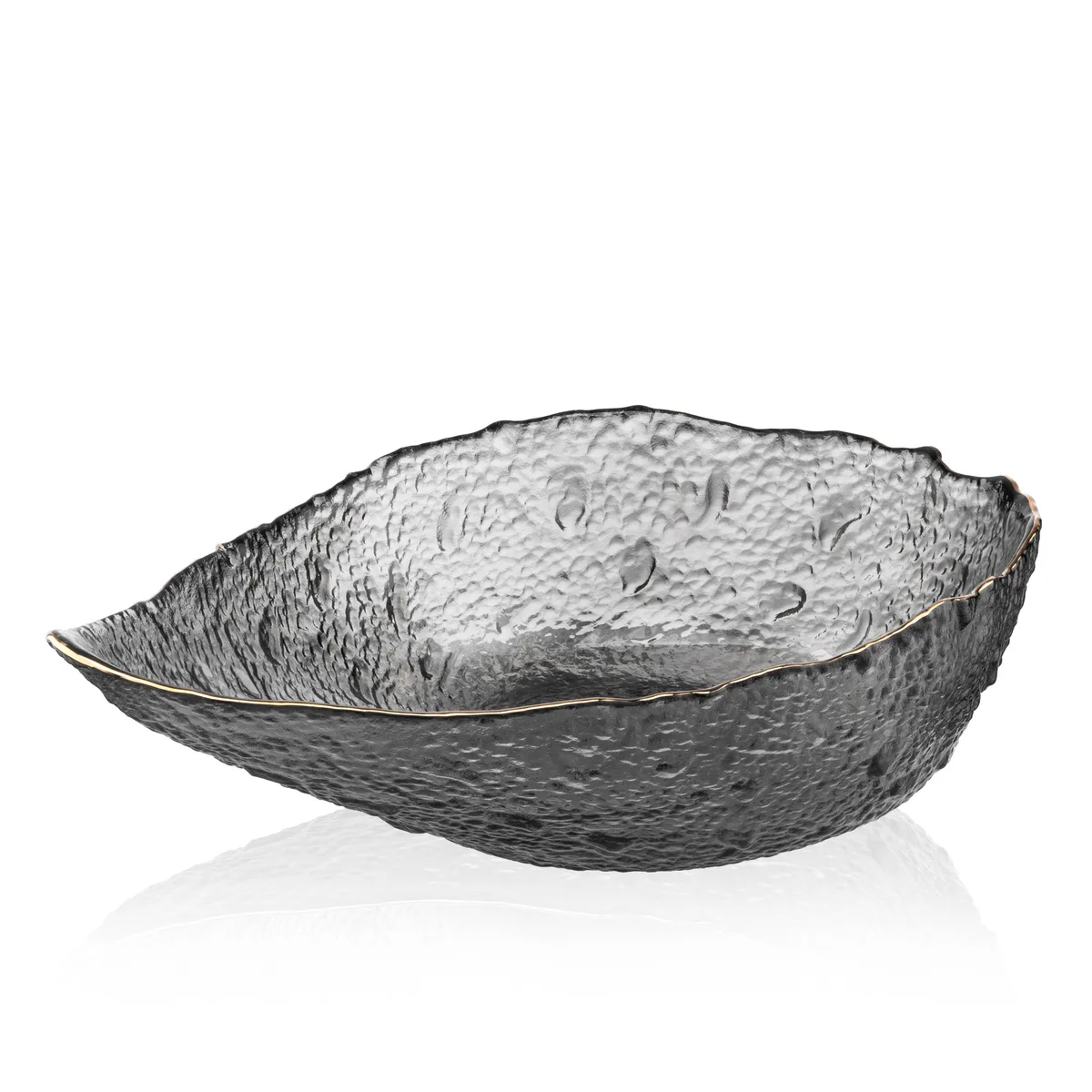 Салатник ARDESTO Leaf, 21.5 см, скло, антрацитовий.