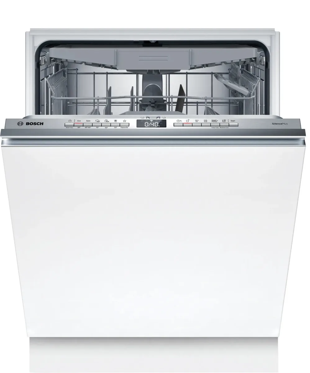 Встроенная посудомоечная машина Bosch, 14 комплектов, класс энергопотребления A, 60 см, с дисплеем и третьей корзиной, белая