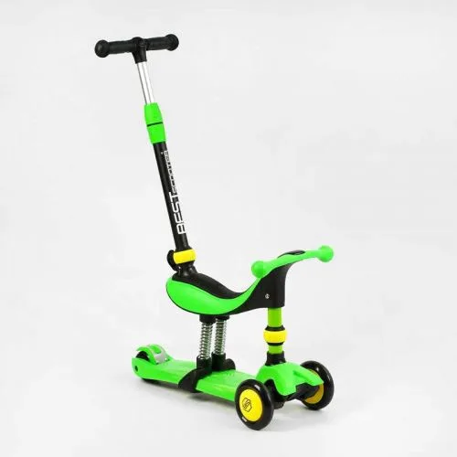 Самокат трехколесный Best Scooter с сидением и родительской ручкой для детей от года и старше.