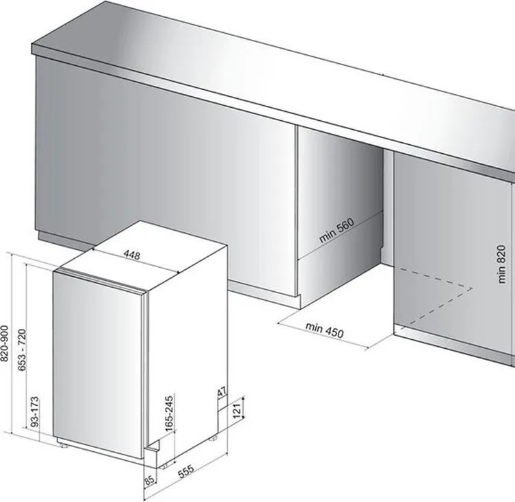 Посудомийна машина Hotpoint Ariston Вбудована 44,8х82х55,5 см Срібляста 10 комплектів