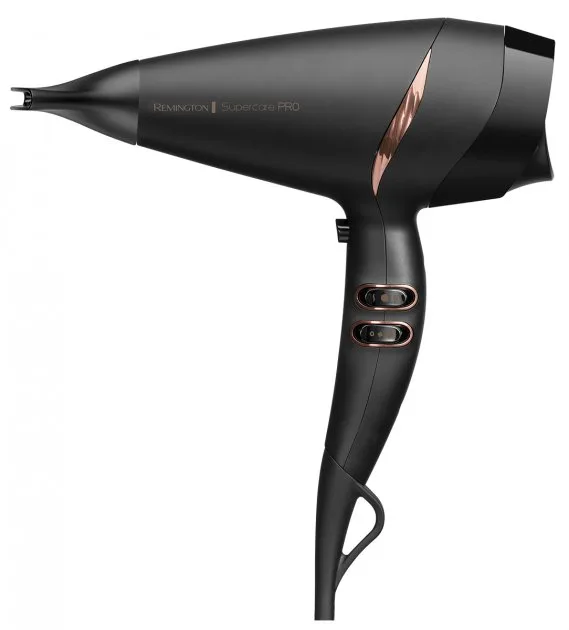 Фен Remington Supercare PRO 2200 AC мотор, 2200Вт, 3 скорости, диффузор, ионизация, холодный обдув, черный