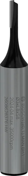 Фреза пазова Bosch Professional з одним лезом Std S8 D3 L8 заміна на: "Фреза для пазів Bosch Professional з однолезовим стандартни